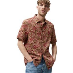 ZARA FLORAL PRINT SHIRT REDDISH | 4318/280 SIZE S
